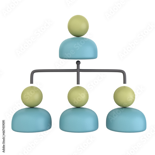 organizational structure of 3d illustration. Business Management 3D Concept. 3d render