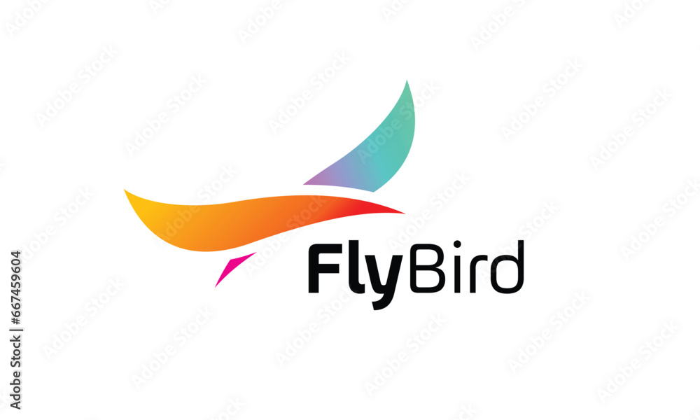 Fly bird logo vector freedom wild animal symbol communication network deliver business concept multimedia brand technology