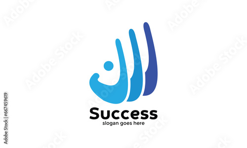 Logo vector success blue color progress up development growth business goal successful strategy win target achievement