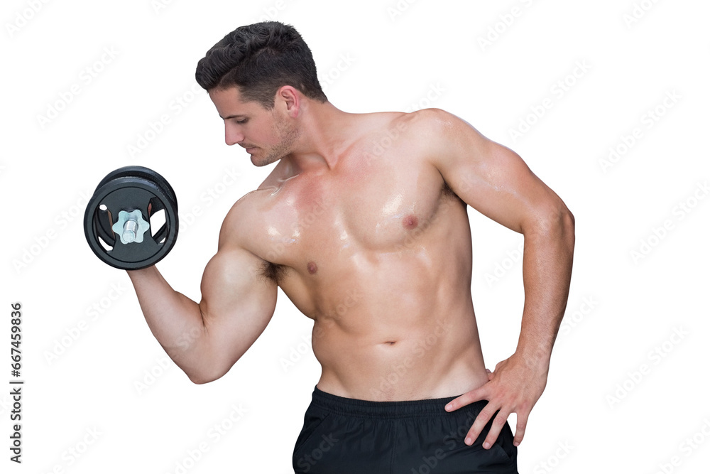 Digital png photo of caucasian man using dumbbell on transparent background Digital png photo of caucasian man using dumbbell on transparent background