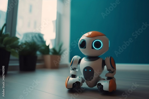 Little robot as home assistant with artificial intelligence generative ai