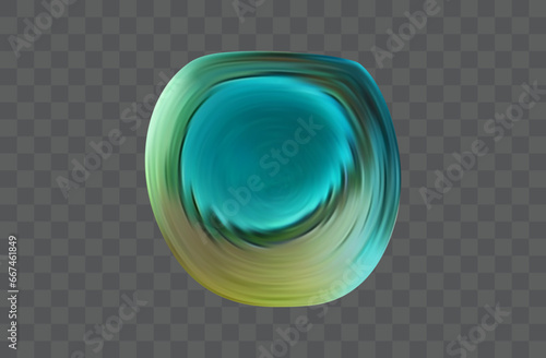 Green molten glass. Liquid plasma, lava, orange molten substance. Gemstone, liquid shape in space. Magic amulet, talisman light energy, power, wave texture. Hot glass form, fused iron. Vector.