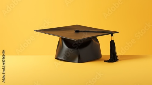 graduation on yellow background copy space 