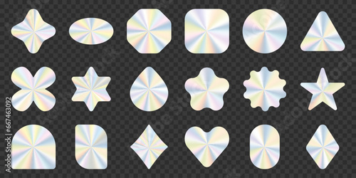 Set shape holographic template sticker in a trendy y2k style.
