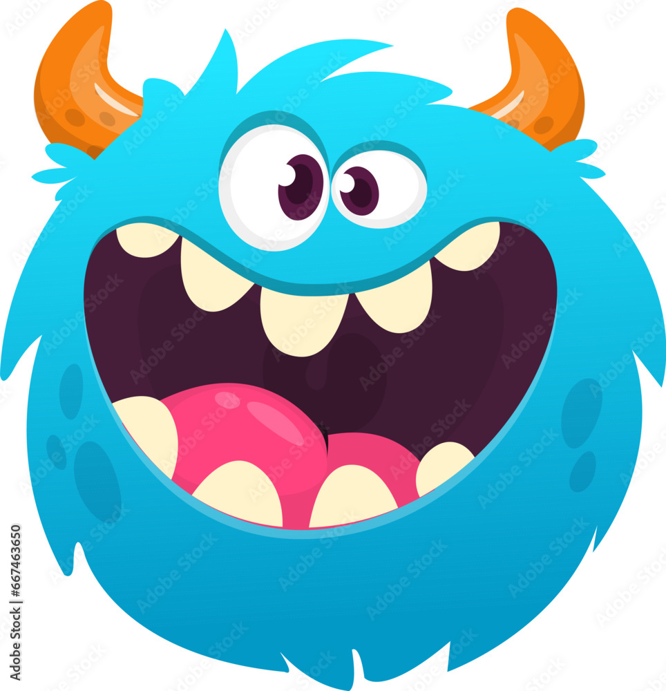 Fototapeta premium Funny cartoon monster character. Illustration of cute and happy alien creature