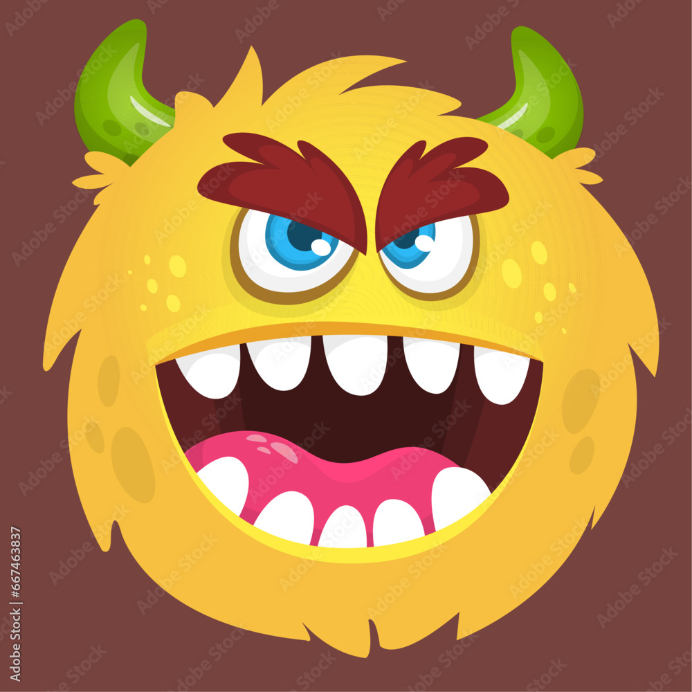 Funny cartoon monster character. Illustration of cute and happy alien creature Funny cartoon monster character. Illustration of cute and happy alien creature