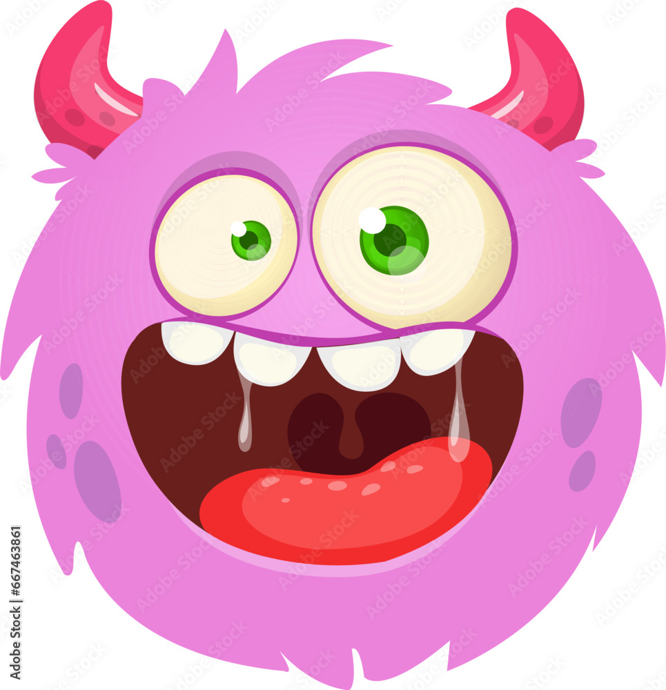 Funny cartoon monster character. Illustration of cute and happy alien creature Funny cartoon monster character. Illustration of cute and happy alien creature