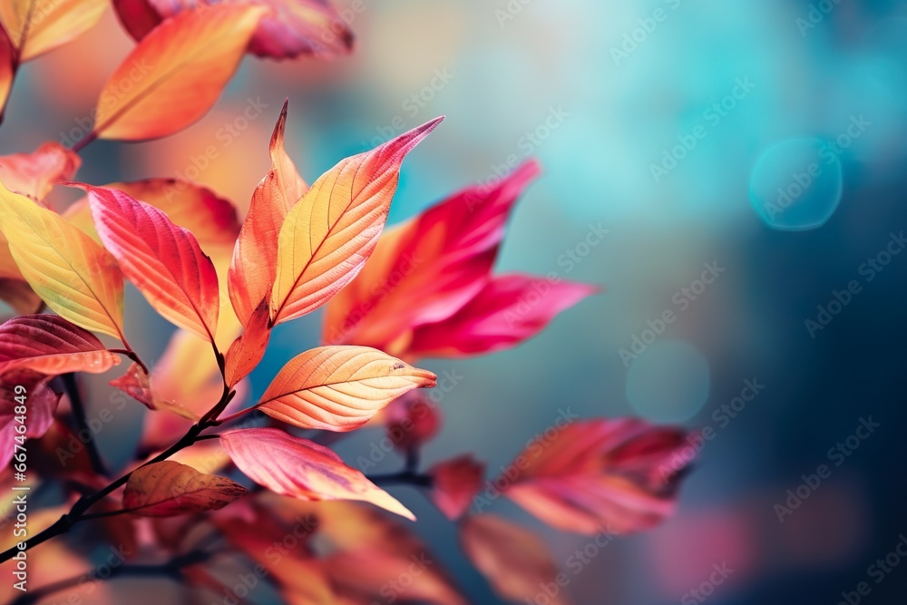 Fall Autumn leaves against blur background 