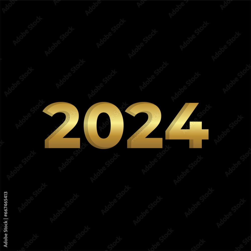 year 2024 golden symbol, illustration
