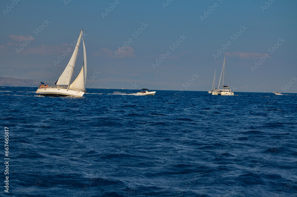white sailboat in the Adriatic Sea in Croatia