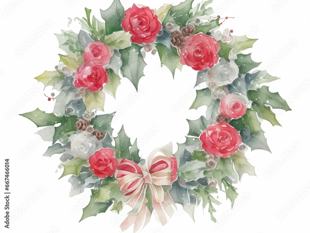 watercolor Christmas wreath concept