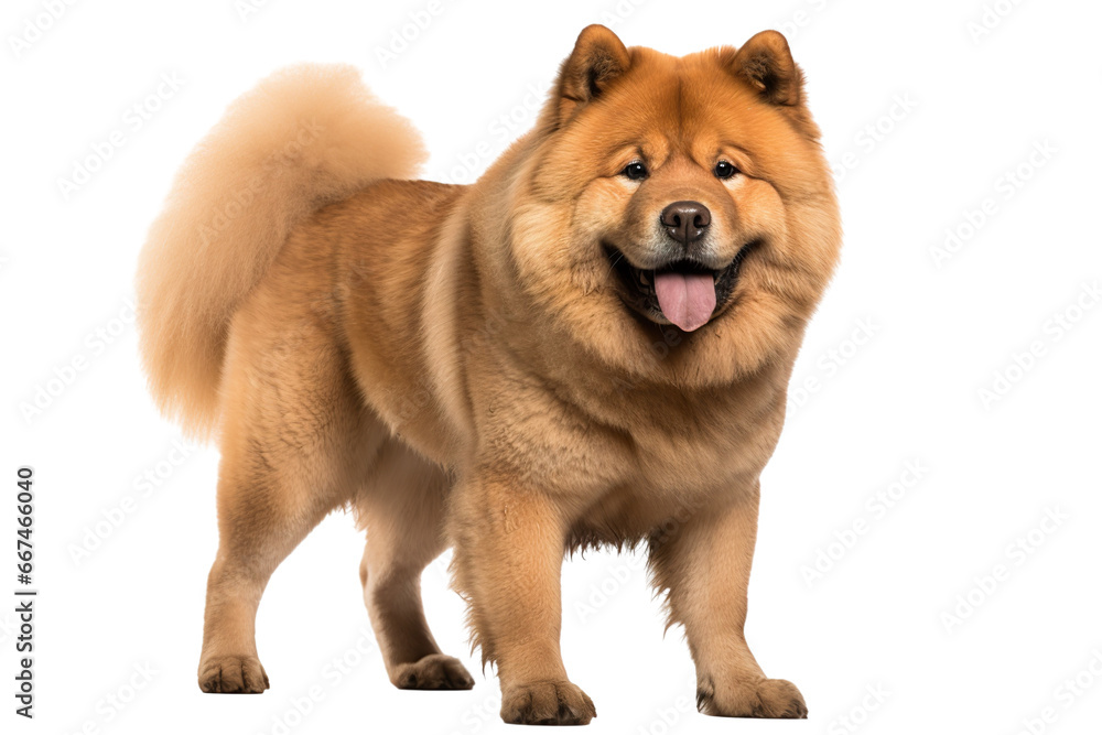 chow chow on a white background in full-length isolated PNG