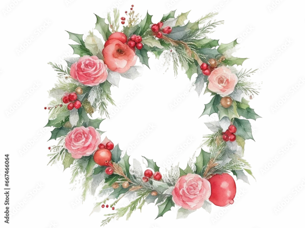 watercolor Christmas wreath concept