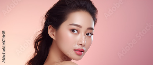 Beauty asian women face skin care healthy and skin concept.