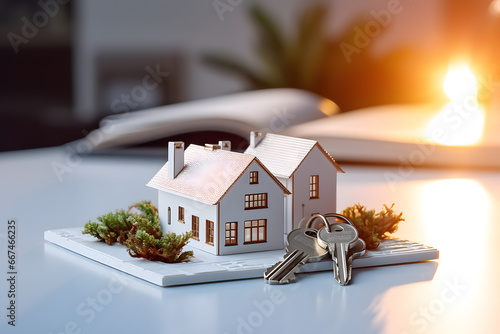  house model with keys on a white table