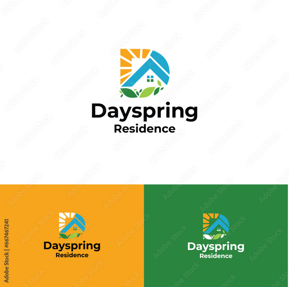 Free vector dayspring logo design home dayspring logo leaves home logo