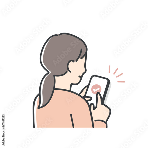 スマホを操作する若い女性