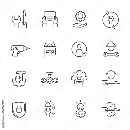 Set of Repair Related Vector Line Icons
