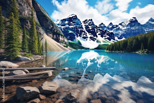 Moraine Lake with reflection in Banff National Park, Alberta, Canada, Lake Moraine, Banff national park, AI Generated
