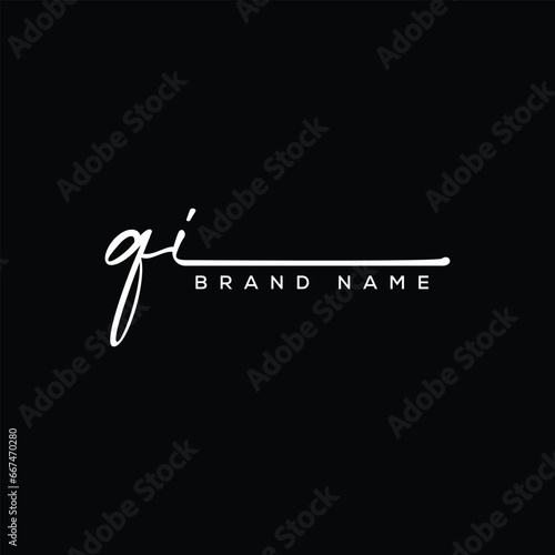 QI letter beauty handwriting vector logo. 