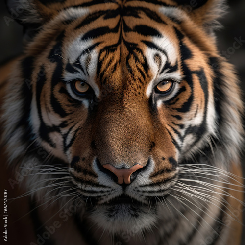 Roaring Majesty: A Close-Up of a Tiger's Face,portrait of a bengal tiger,portrait of a tiger © Moon