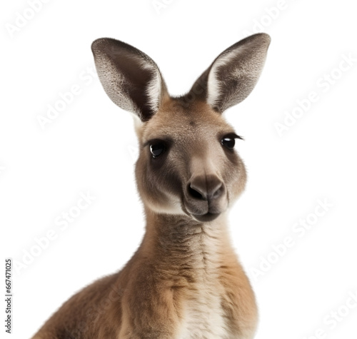 Close up shot, portrait of a red kangaroo, isolated on transparent background. 