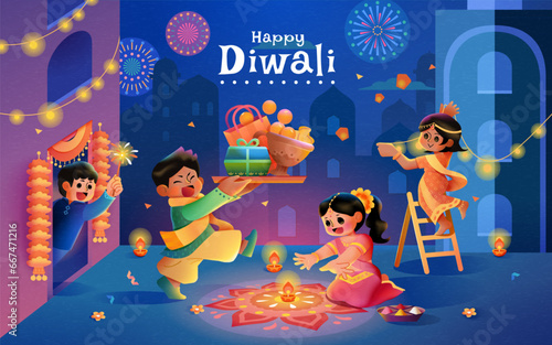 Joyful Diwali Festival Night