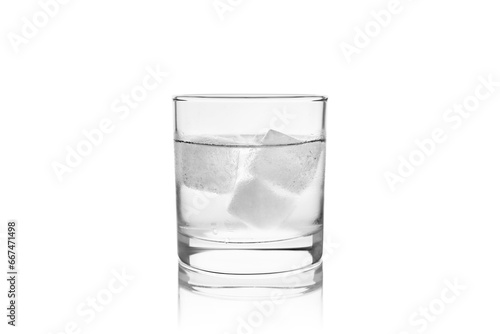 Ice cubes dropping into a glass of water