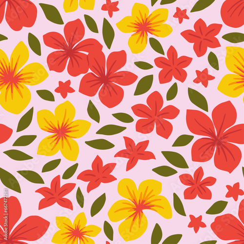 SEAMLESS FLORAL TROPICAL FLOWERS VACATION HOLIDAY HAWAIIAN SUMMER ISLAND TEXTILE FABRIC PATTERN SWATCH