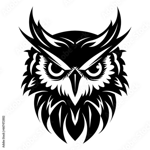 Angry owl face, vector illustration, Generative Ai.