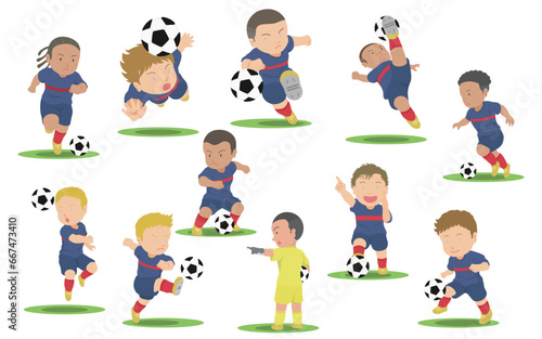 サッカー選手　イラストセット