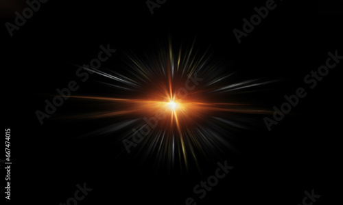 Beautiful light flares. Glowing streaks on dark background