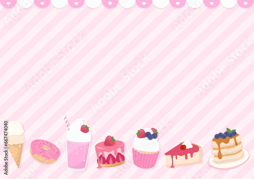 Bakery with pink striped background