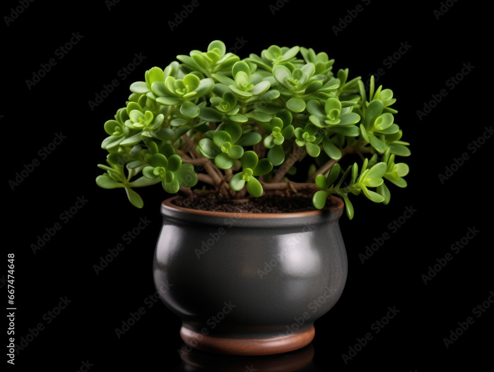 Jade Plant (Crassula ovata) Studio Shot Isolated on Clear Background, Generative AI Jade Plant (Crassula ovata) Studio Shot Isolated on Clear Background, Generative AI