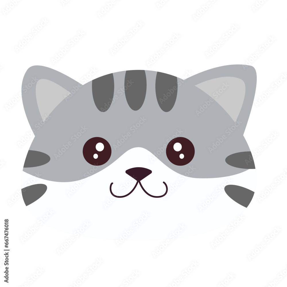 Cute Kitten Face Sticker Collection. Cartoon Cat and Fluffy Kitten Face Illustration Cute Kitten Face Sticker Collection. Cartoon Cat and Fluffy Kitten Face Illustration
