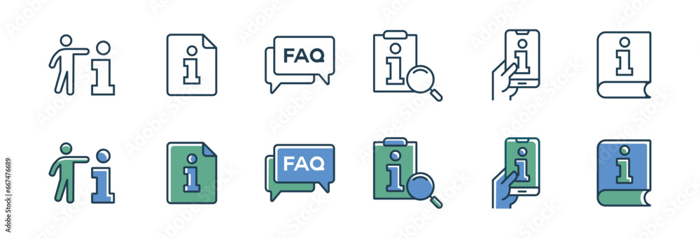 set of user manual instruction icon vector client guidebook reference information support assistant symbol illustration - obrazy, fototapety, plakaty 