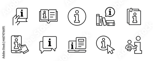 guide book manual information icon set business client instruction reference help document vector outline illustration for web and app