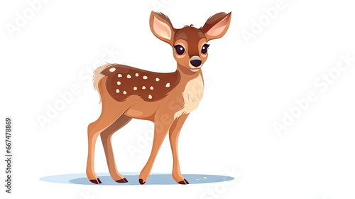  a small deer standing on top of a white floor next to a wall.  generative ai