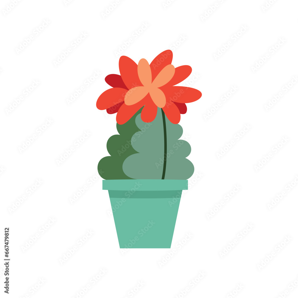 Cactus icon. Flat illustration of a succulent in a flower pot. Vector 10 EPS.
