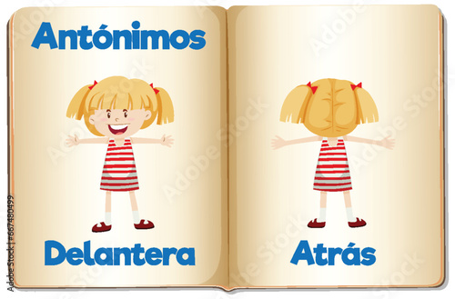 Antonym Word Card: Seca and Húmedo means front and back