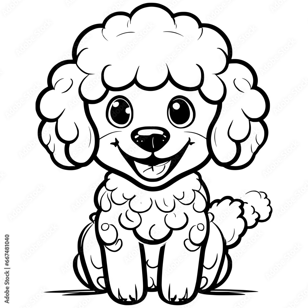 Fototapeta premium Charming Poodle Puppy Line Drawing