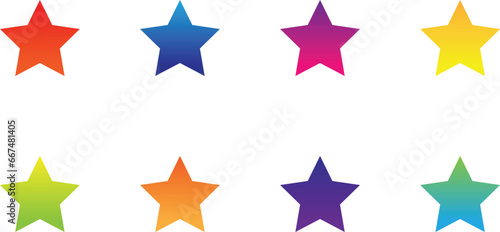 set of stars with gradient color vector