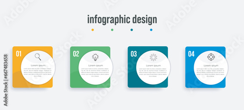 Business infographic design template with 4 options, steps or processes. Can be used for workflow layout, diagram, annual report, web design