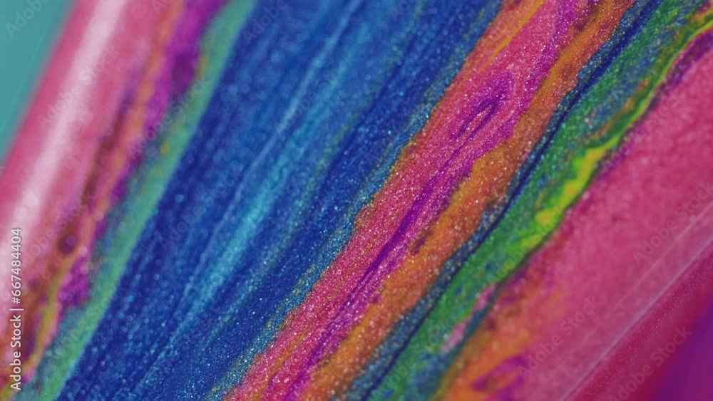 Glitter ink water. Paint spill. Acrylic blend. Pink blue orange green color shiny metallic texture fluid flow on defocused art abstract background. Glitter ink water. Paint spill. Acrylic blend. Pink blue orange green color shiny metallic texture fluid flow on defocused art abstract background.