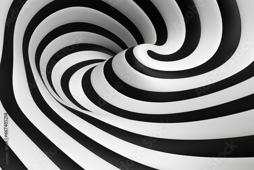 3d illustration of abstract background with black and white stripes in perspective.
