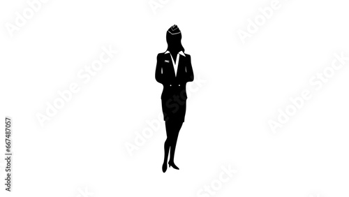 Stewardess black isolated silhouette
