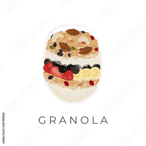 Logo illustration of granola parfait with fresh fruit and yoghurt
