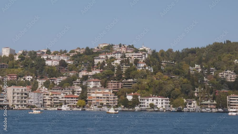 Waterfront properties wealthy neighbourhood along Bosphorus Strait Waterfront properties wealthy neighbourhood along Bosphorus Strait
