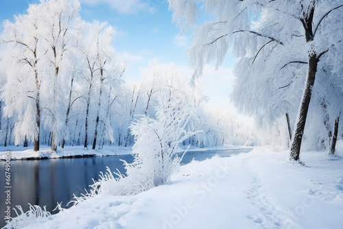 winter trees covered with ice, AI Generated © dark_blade