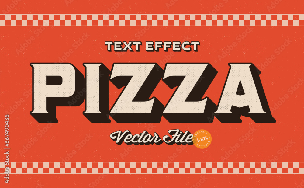 Vintage pizza text effect